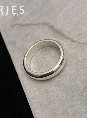 s925纯银经典款亮面厚壁素圈戒指