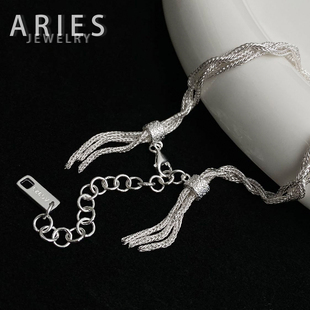 Aries 意大利多段麻花编织流浪者手链S925纯银轻奢气质时尚高级感