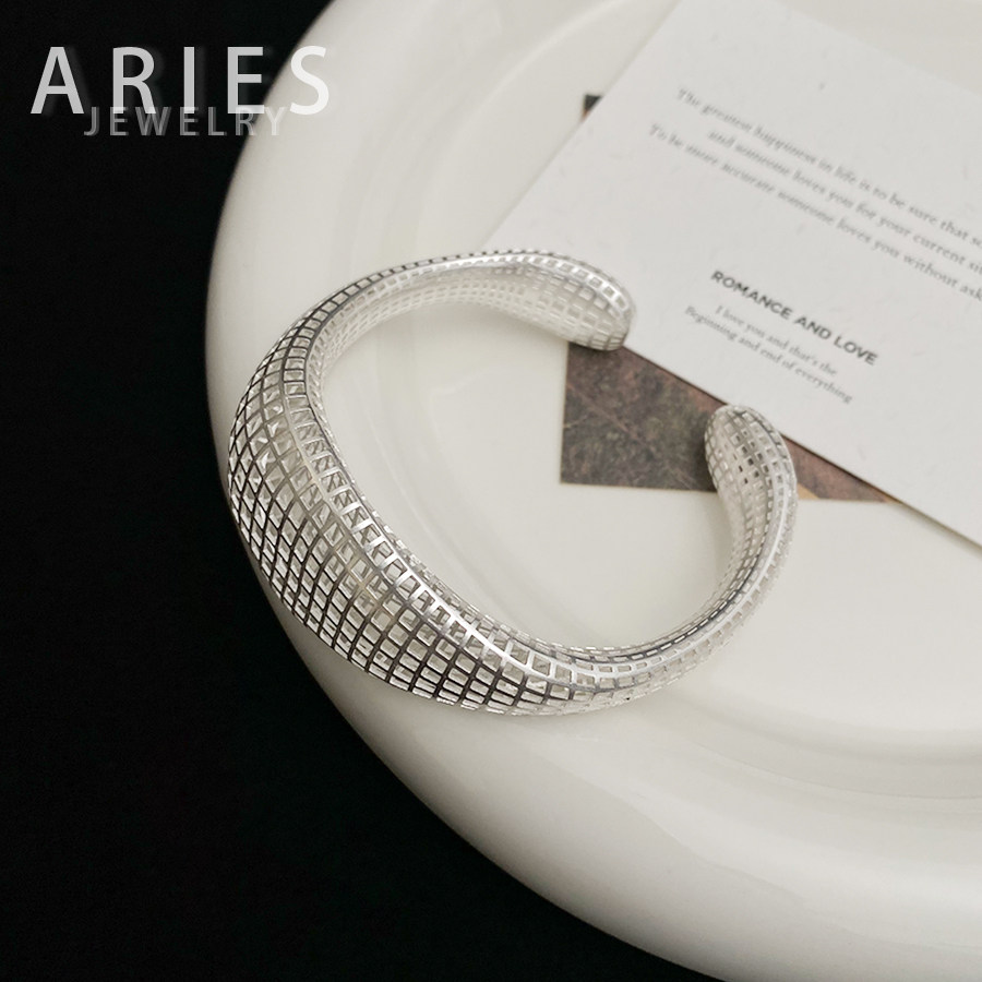 Aries 新款法式复古3D镂空设计感手镯S925纯银小众简约清冷感手环