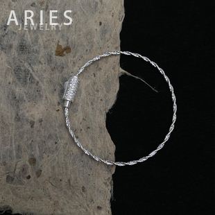 Aries 意大利双编麻花满钻镶嵌手链S925纯银镀金小众轻奢设计手环