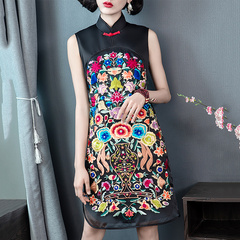 旗袍改良夏季复古年轻款中国风花朵高级少女感国潮中式唐装连衣裙