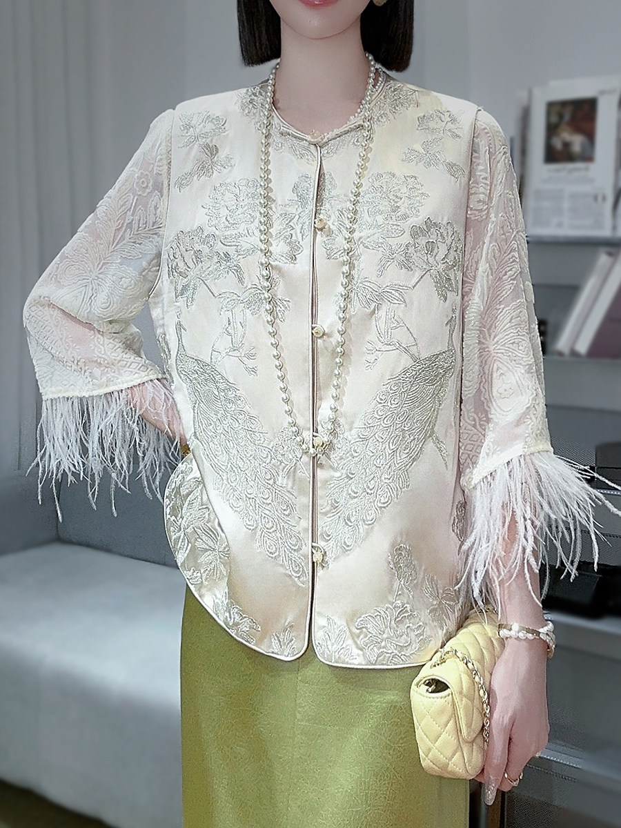 NEW CHINESE WOMENS TANG COSTUME HANFU NATIONAL STYLE VEST SHOULDER 2024 YOUNG TEMPERAMENT HORSE CLIP EMBROIDERED TOP SHIRT
