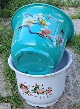 玉兰牡丹花盆圆形加厚结实耐用环保绿植栽种花卉盆栽树脂塑料盆