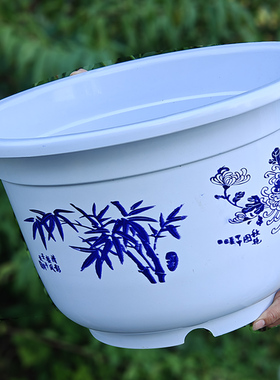 荷花缸超大花盆仿陶瓷加厚无孔种养鱼果树发财树水培盆载睡莲塑料