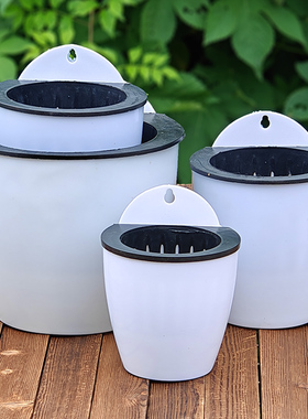 挂墙黑白懒人壁挂花盆加厚自吸储水培简约阳台绿萝多肉盆栽创意盆