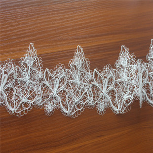 黑白色蝴蝶鱼丝线亮片花边手工diy蕾丝材料服装 婚纱头饰花边辅料