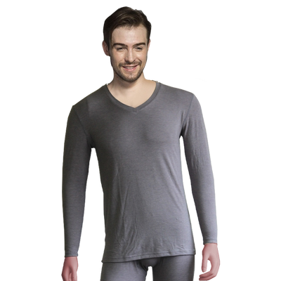 保暖套装安德露男士纯色V领