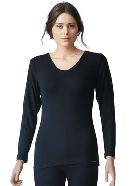 Underlook/安德露女士保暖套装女士V领纯色薄款打底套装WSW862