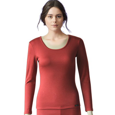 安德露女士圆领纯色保暖套装