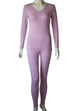 Underlook/安德露女士纯色V领竹纤维薄款打底套装WSW24