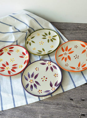 6英寸 temp-tations品牌陶瓷蛋糕展示盘创意家用手绘平盘小吃点心