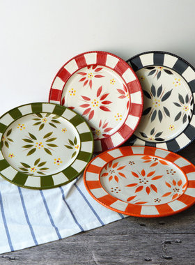 10.5吋temp-tations北欧风格手绘牛排盘时尚创意家用陶瓷水果菜盘