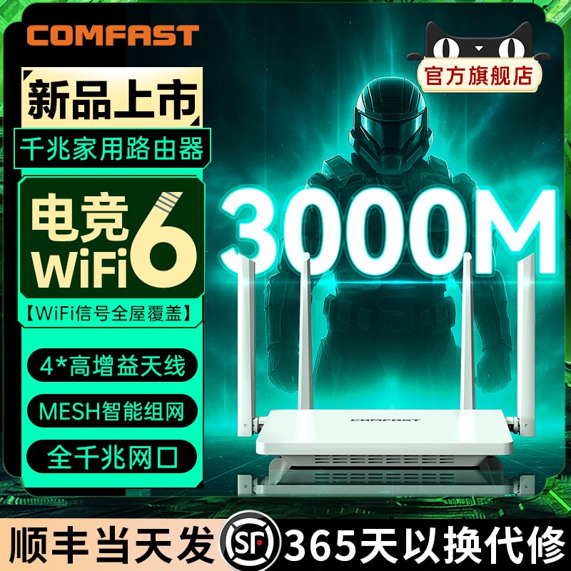 【顺丰】COMFAST路由器WiFi6高速3000M无线路由器家用千兆穿墙王5G千兆双频学生宿舍家用路由器CF-WR631AX v2