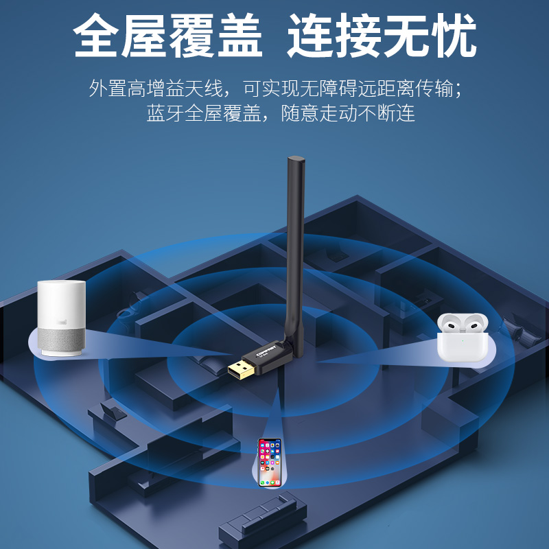 COMFAST蓝牙适配器5.4台式电脑usb蓝牙模块无线设备发射接收器多设备连接 CF-B45