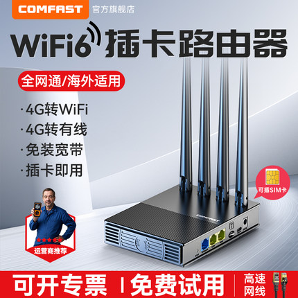 COMFAST全网通4G插卡路由器移动随身WiFi插sim卡4G转有线CPE电话卡转WiFi免拉网线家用热点海外通用CF-E13
