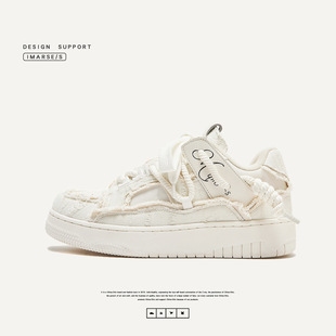 子潮鞋 男鞋 男女款 情侣鞋 破坏美学小众设计款 小白鞋 街头风滑板鞋