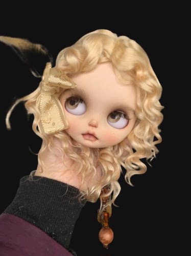 定制款blythe、qbaby俄罗斯马海毛奶金色大卷假发