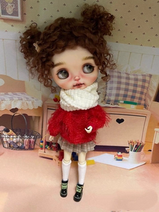 qbaby马海毛小卷毛假发(棕色冲天炮款)