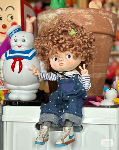 Blythe小布qbaby马海毛小卷毛假发（新色焦糖色）