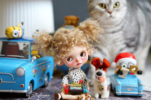 现货springdoll亚麻金色冲天炮马海毛小卷毛假发Blythe，Qbaby