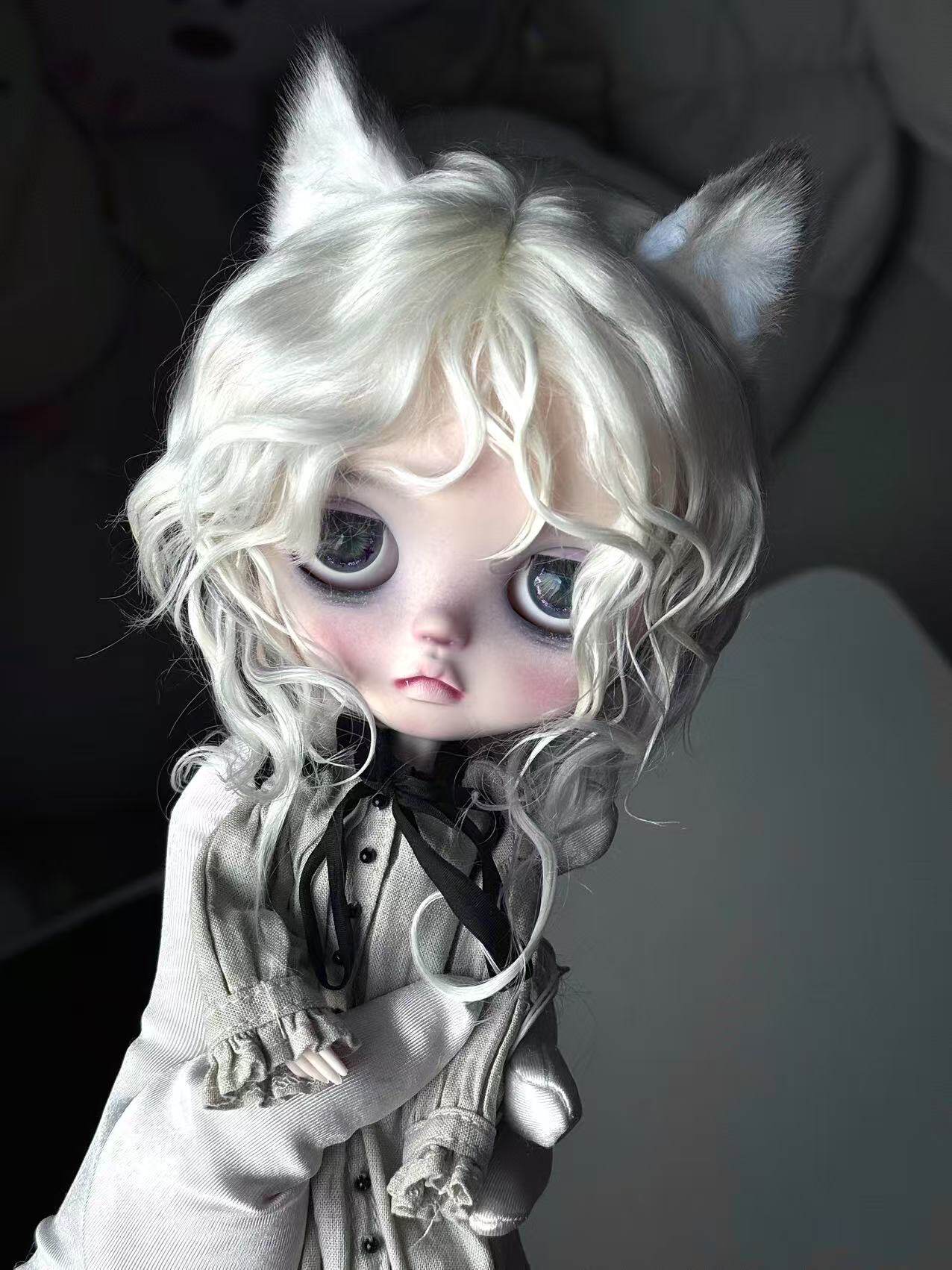 【Springdoll】白色长款狼尾马海毛小布blythe，Qbaby通用假发