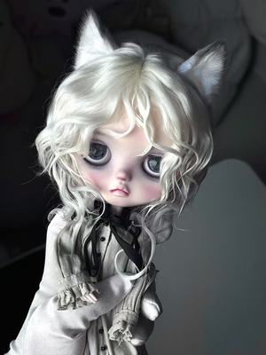 【Springdoll】白色长款狼尾马海毛小布blythe，Qbaby通用假发