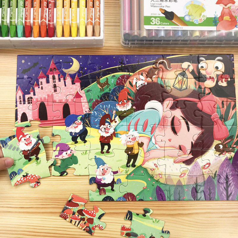 邦臣小红花小公主拼图-白雪公主36片儿童全脑逻辑思维训练益智拼图2-3