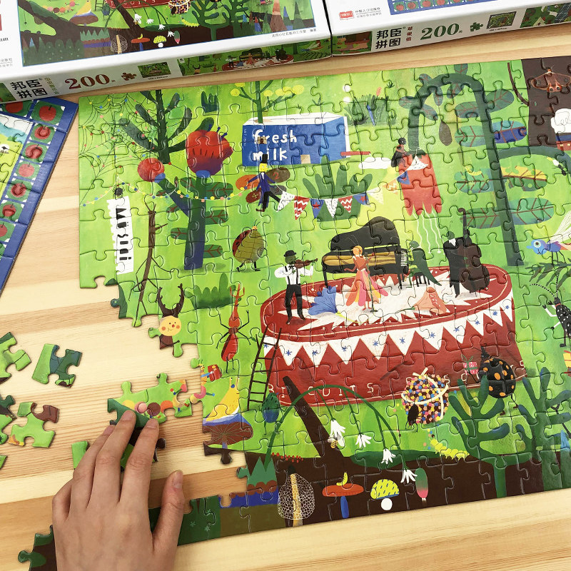 邦臣小红花200块拼图-虫虫音乐会 儿童拼图3-6岁幼儿园男孩女孩益智玩具宝宝智力开发拼图拼板小孩平图拼图游戏 动手动脑早教玩具