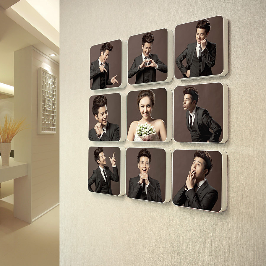 制作照片墙做婚纱照放大定制水晶相片定做相框墙影楼拉米娜九宫格