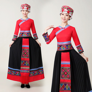 土家族服装贵州广西少数民族服饰苗族壮族侗族瑶族长裙演出服装女