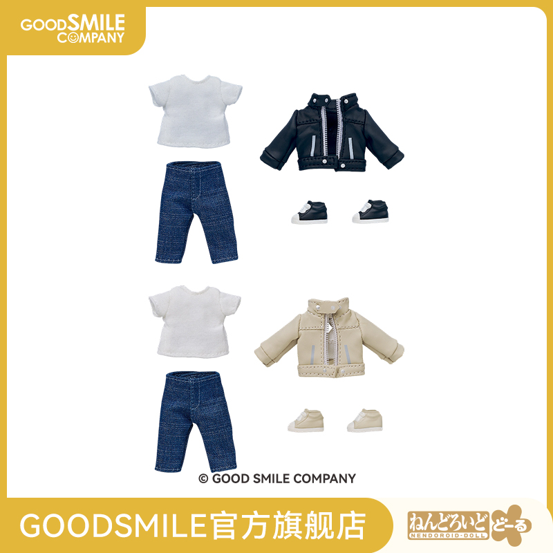 【GSC预售定金】粘土娃 服装套组 骑行夹克（黑/象牙白）手办模玩