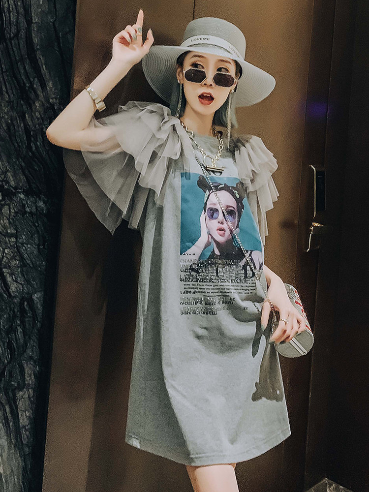 Dress women summer and autumn fairy sweet 2020 new European station heavy industry ruffle sleeve bohemian skirt tide