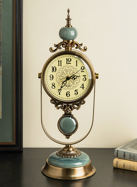 木南家居复古合金时钟客厅玄关
