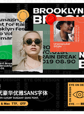 ZT21时尚现代个性Sans英文字体商业产品海报印刷平面设计Font素材