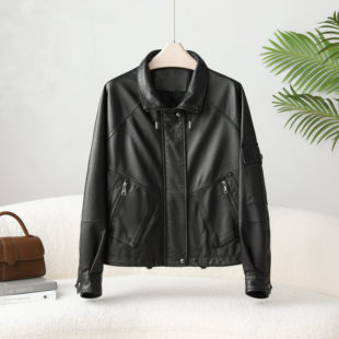 单皮98013皮夹克外套真皮衣女春秋时尚 百搭高端春秋头层小牛皮