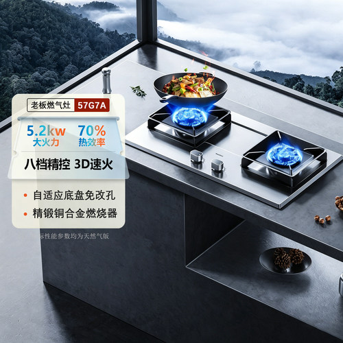 老板32G91A/57G7A/5G2A6小坚果L5大火力灶具家用天然气液化气双灶