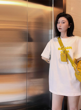 MOOROO潮牌原创短袖t恤男女春秋纯棉宽松oversize白色小天使印花