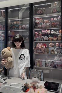 上衣 原创刺绣图案竹节棉白色圆领纯棉宽松短袖 mooroo meng新品