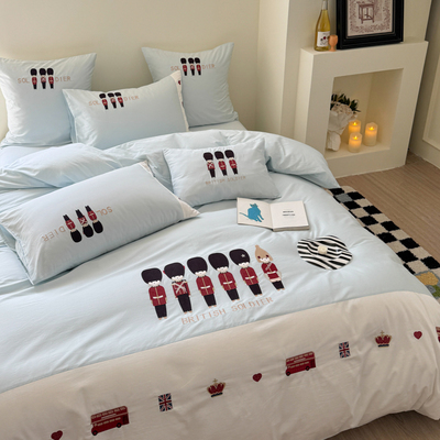 高档英伦风A类长绒棉纯棉四件套