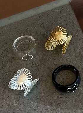 复古冷淡风雏菊金属开口戒指