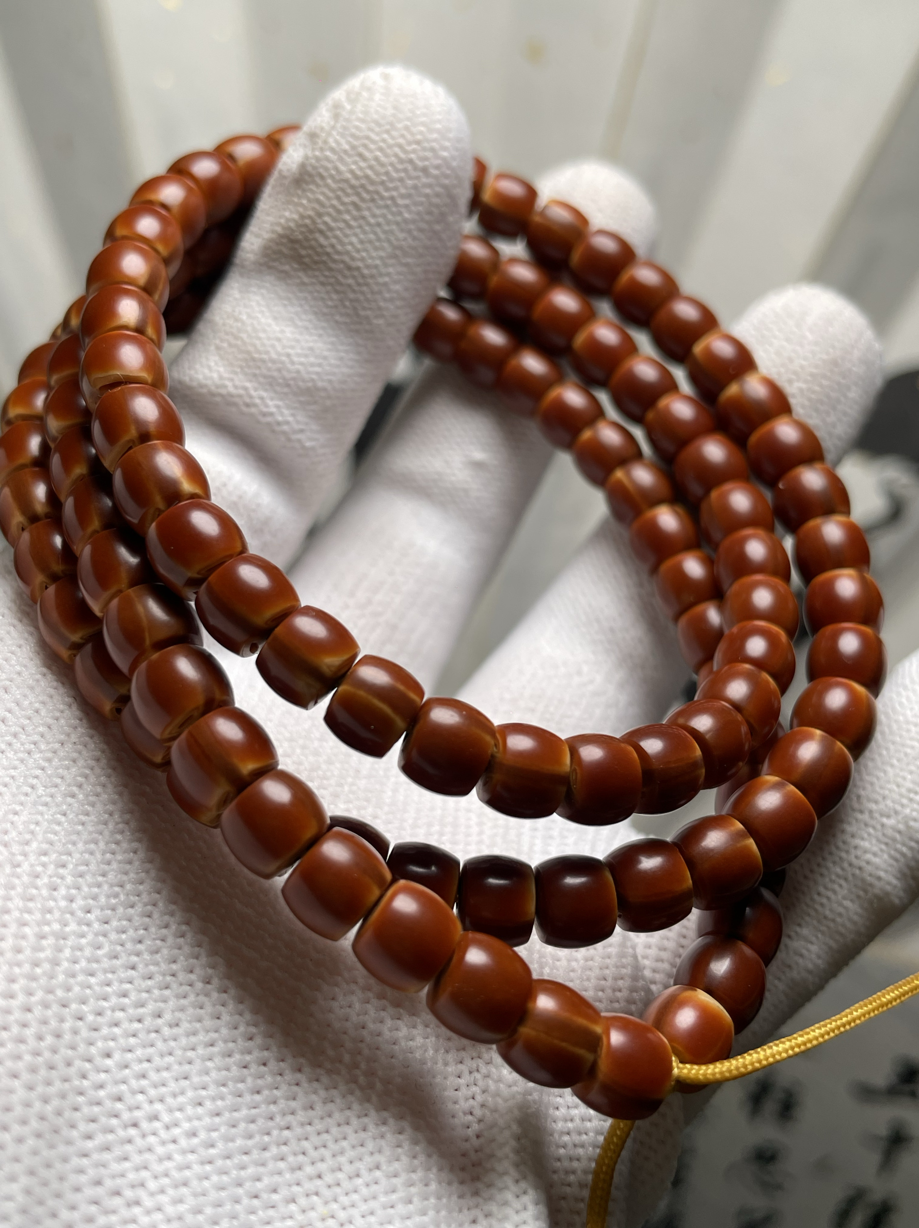 橄榄核核中段老型自产直销0.67手串108老形老桶型佛珠国产红油核