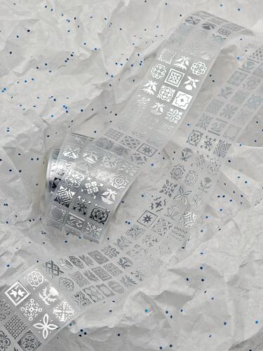 soii手帐分装|绵绵小雨 雾面pet烫银贴纸卷《复古方砖》