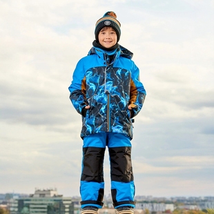 滑雪衣滑雪裤 原单Deux家加厚儿童滑雪分体套装 防风防水夹克背带裤