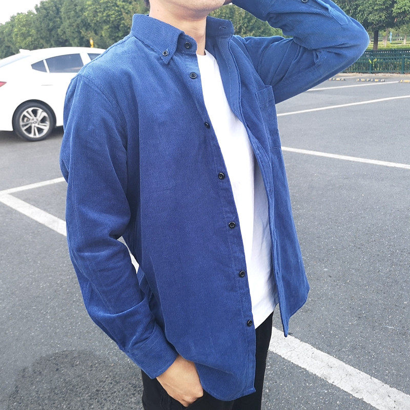 全棉长袖衬衫灯芯绒条绒春秋厚款