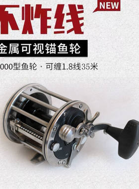 2025间隙新款防炸线全金属可视锚鱼轮鼓式轮10000型海钓船钓拖钓