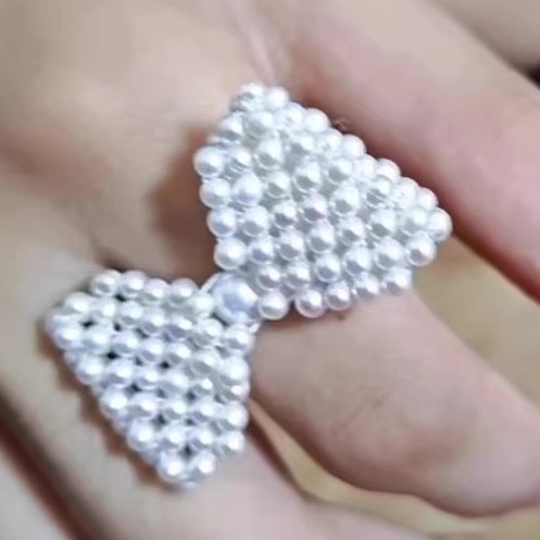 好魅j071514天然淡水珍珠戒指时尚精美气质百搭手工编织款手饰