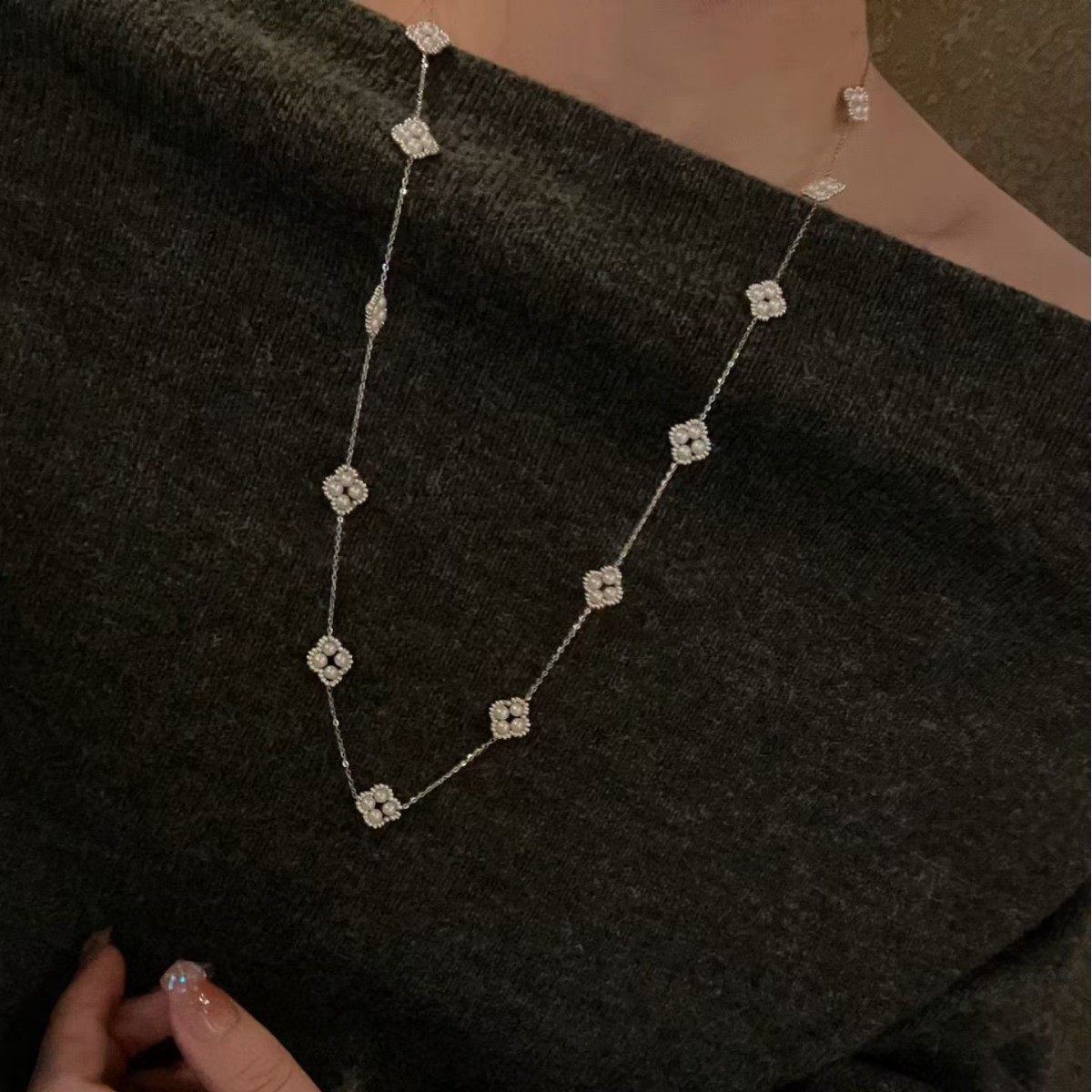 天然淡水珍珠四叶草手工编织毛衣链可绕两层复古法式长项链女,珠宝/钻石/翡翠,颈饰,淘宝优惠券,粉丝福利购,淘宝优惠卷