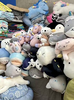 外贸冷感柴犬抱枕黑猫玩偶安抚绒独角兽手偶玩具空调单人夏被机洗