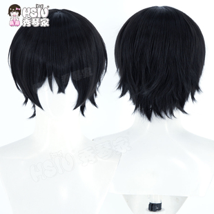 秀琴家 边狱巴士公司 李箱cos假发 游戏男 黑色收脸反翘短款假毛
