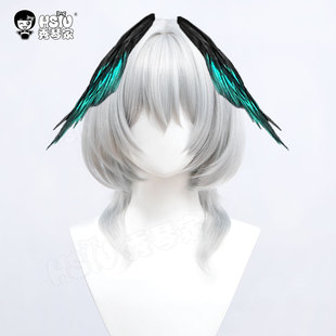 秀琴家 明日方舟 霍尔海雅cos假发 银灰中分拱起水母头羽毛发饰